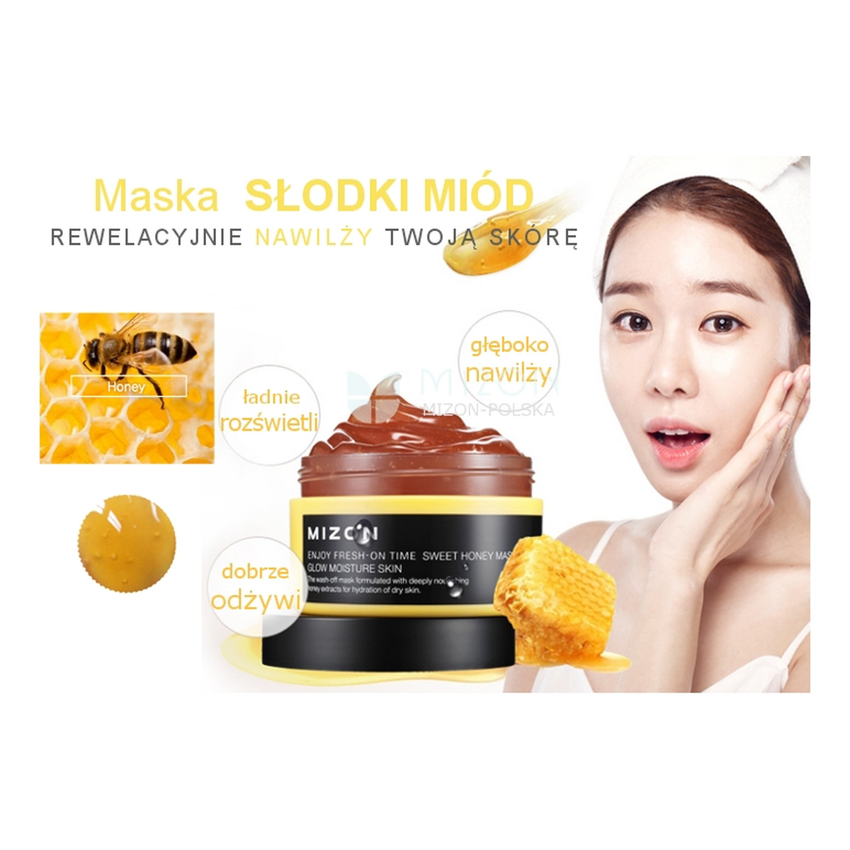 Mizon Enjoy Fresh - On Time Sweet Honey Mask Maska Do Twarzy Słodki Miód 100ml
