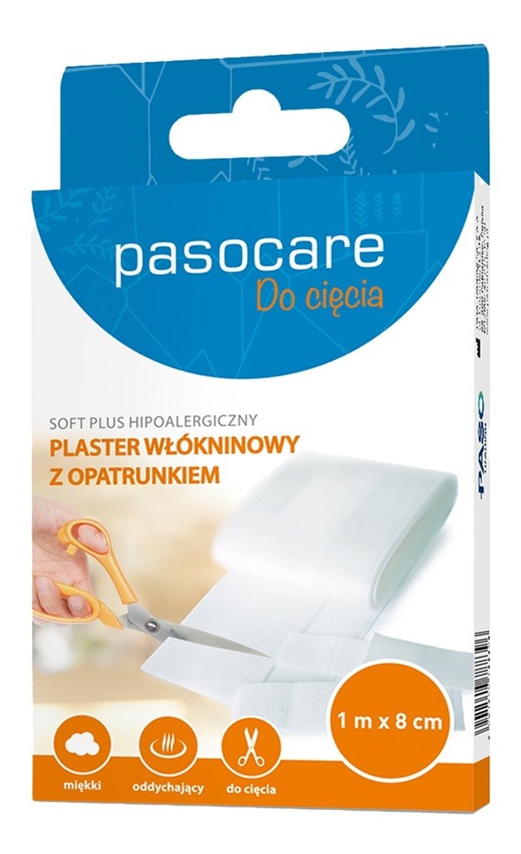 Hipoalergiczny Plaster włókninowy z opatrunkiem - do cięcia 1m x 8cm