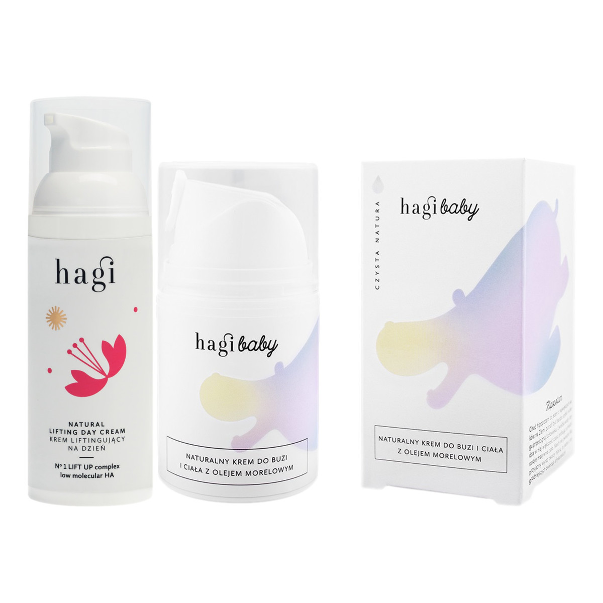 Hagi Baby Naturalny Krem do Buzi i Ciała z Olejem Morelowym + Krem Liftingujący dla kobiet 2x50ml