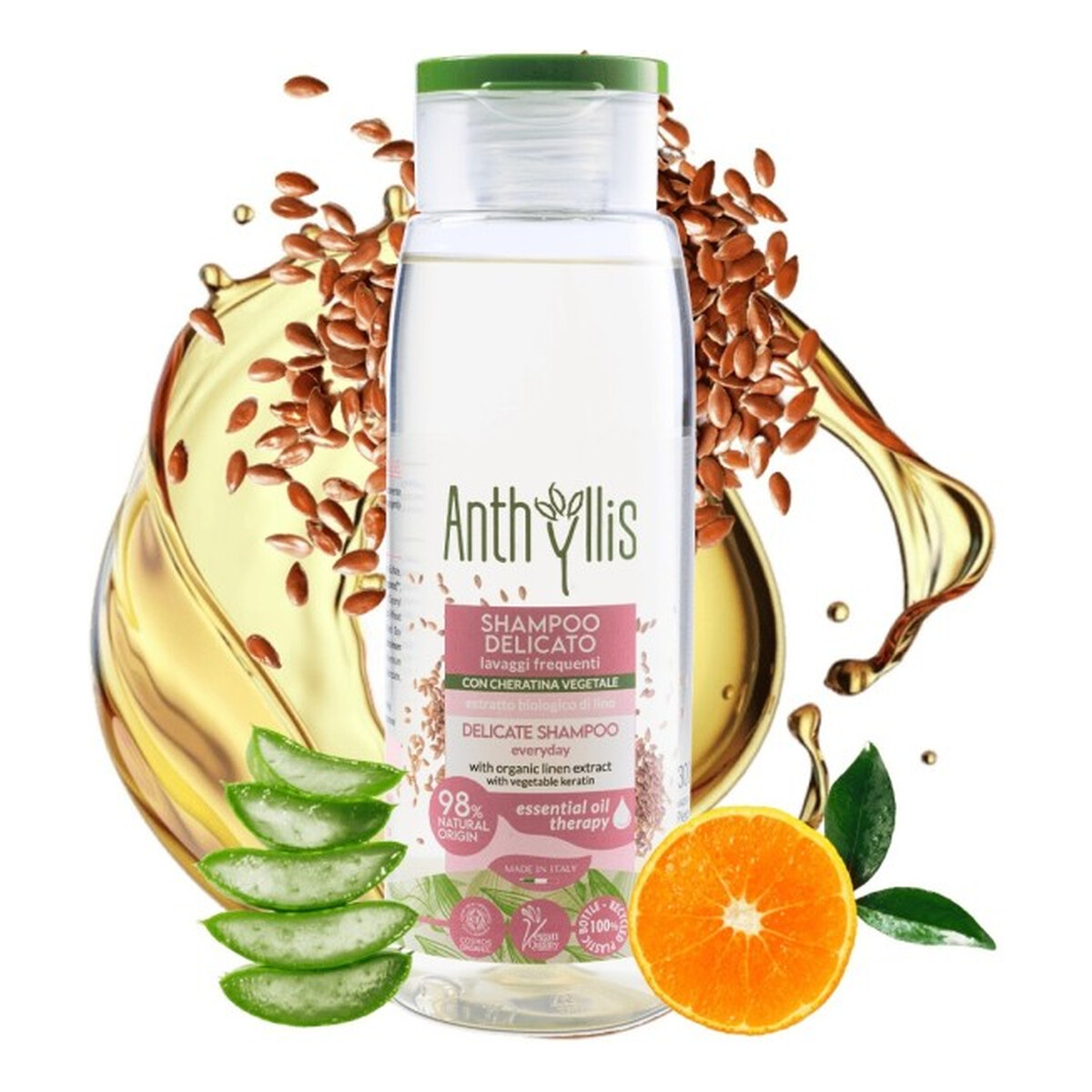 Anthyllis Bio Szampon do częstego mycia włosów z roślinną keratyną i ekstraktem z lnu 300ml