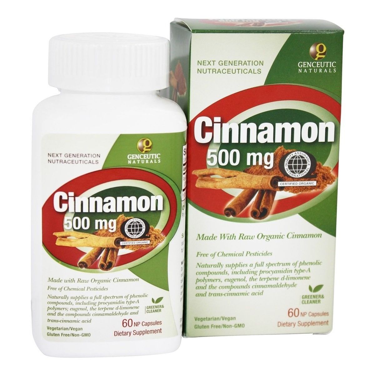 Genceutic NATURALS Cinnamon 500mg organiczny cynamon suplement diety 60 kapsułek