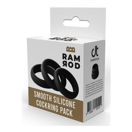 Ramrod Smooth Silicone Cockring Pack pierścienie na penisa Black 3szt