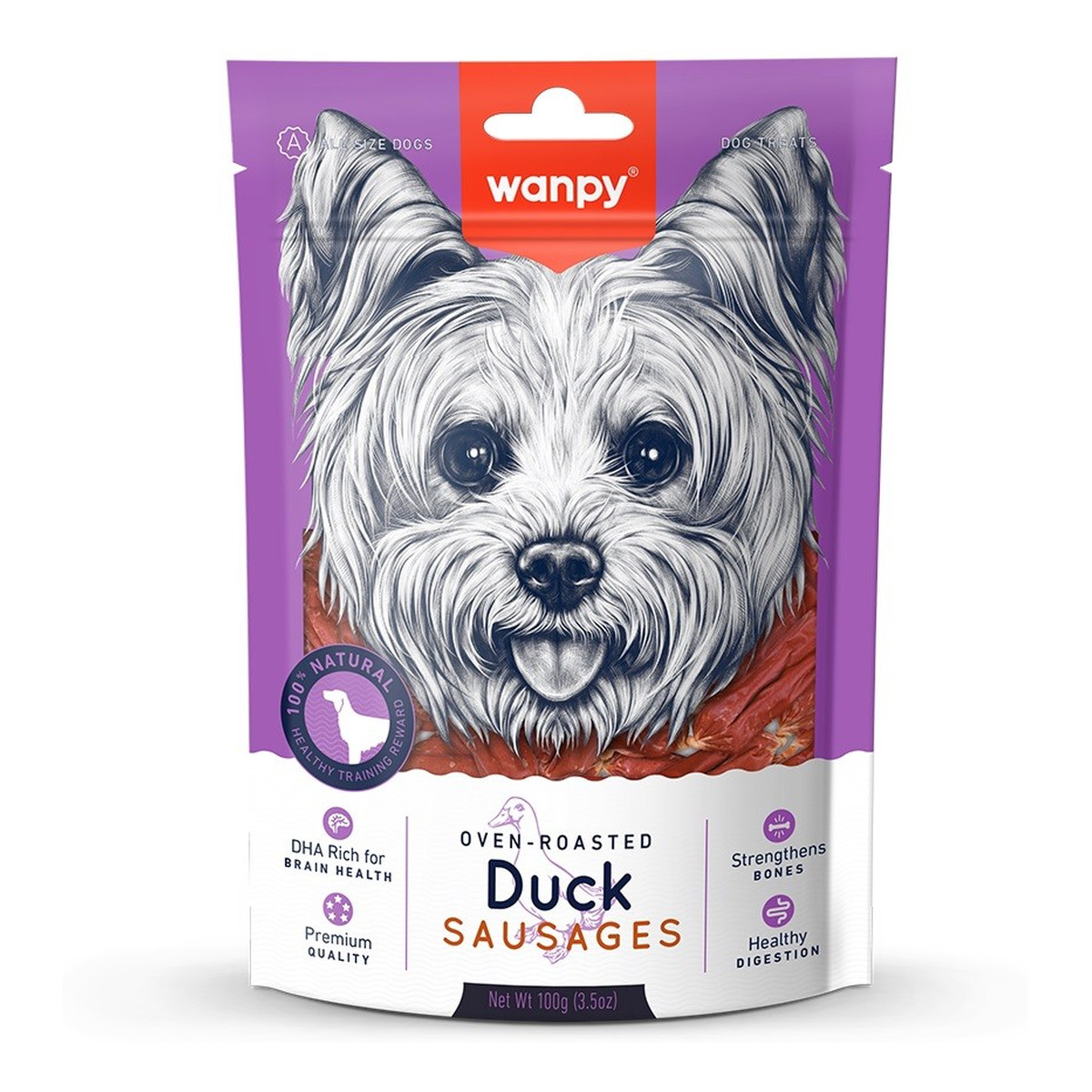 Wanpy Dogs przekąski dla psów duck-kiełbaski z kaczki 100g