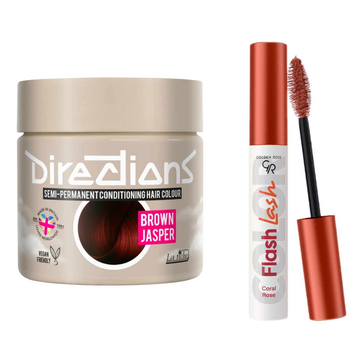 La Riche Directions Toner półtrwała odżywka koloryzująca do włosów Brown Jasper + Golden Rose tusz Koral