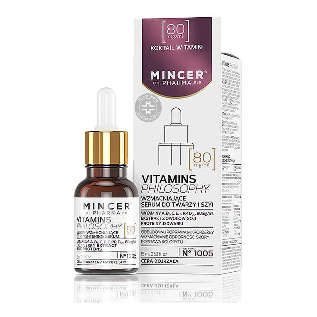Mincer Pharma Vitamins Philosophy Serum wzmacniające do twarzy i szyi No 1005 15ml