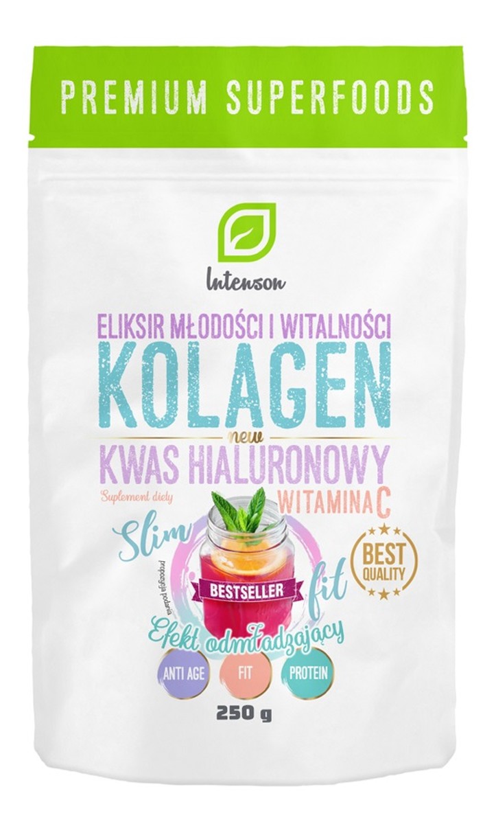 Kolagen + witamina c + kwas hialuronowy suplement diety efekt odmładzający 250g
