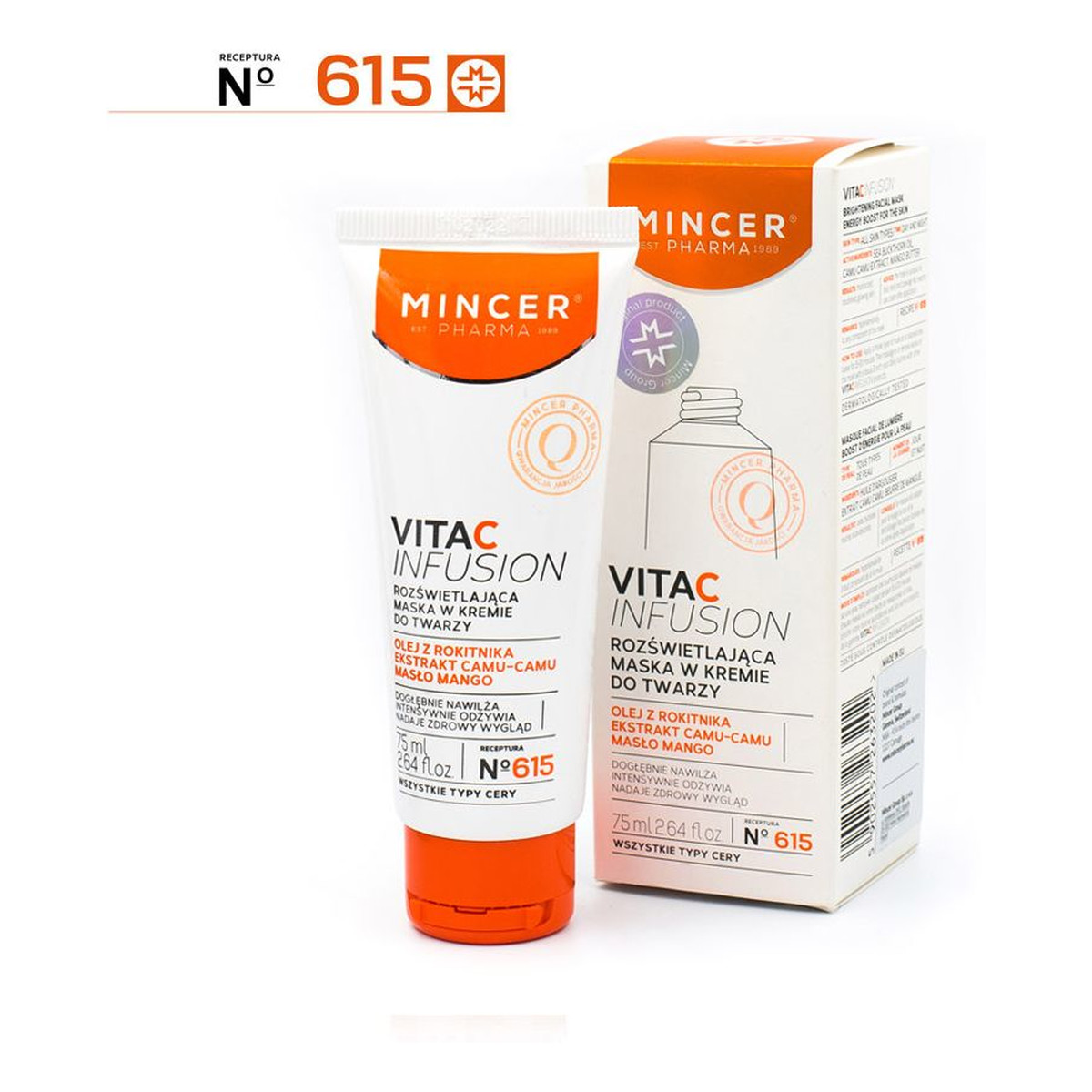 Mincer Pharma Vita C Infusion Rozświetlająca maska do twarzy w kremie 615 75ml