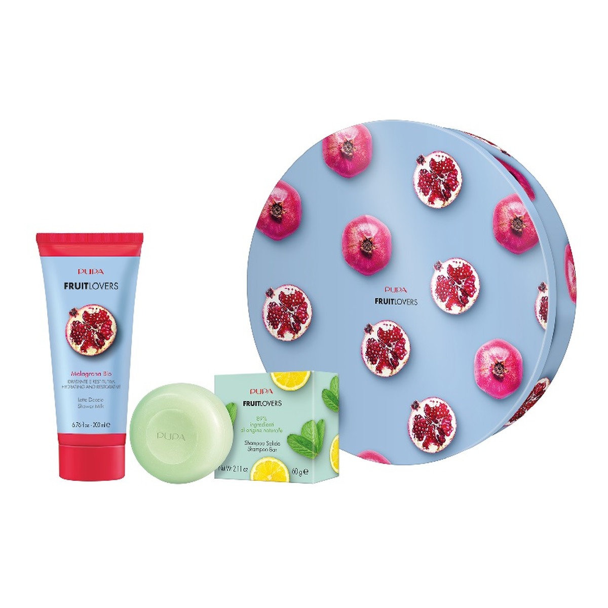Pupa Milano Fruit Lovers Pomegranate Zestaw żel pod prysznic 200ml + szampon w kostce 60g