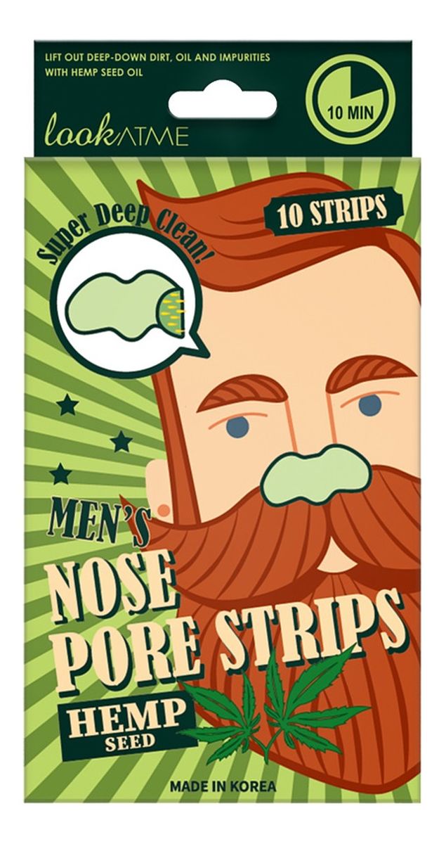 Men’s Nose Pore Strips Oczyszczające plastry na nos dla mężczyzn Hemp Seed 10szt.