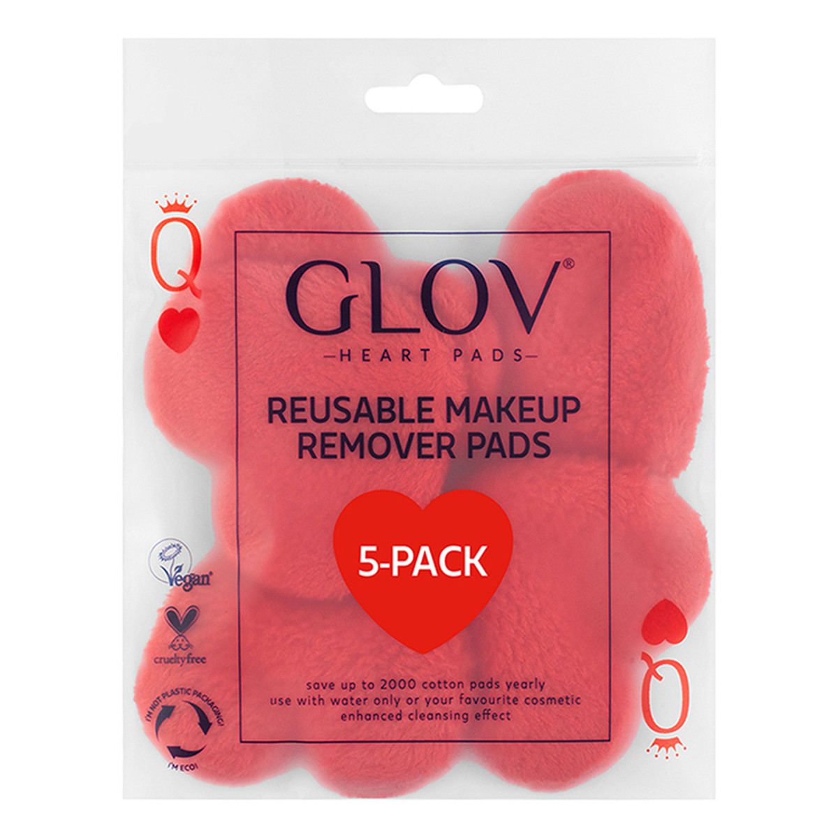 Glov Heart pads wielorazowe płatki kosmetyczne 5szt.