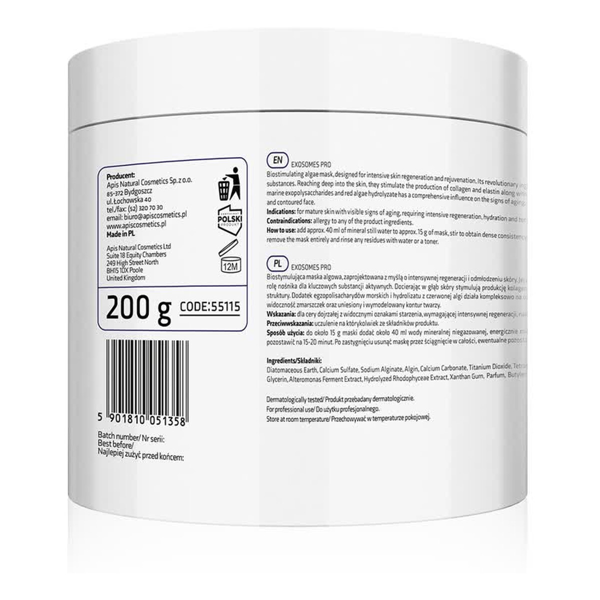 Apis Exosomes Pro biostymulująca maska algowa z roślinnymi egzosomami 200g