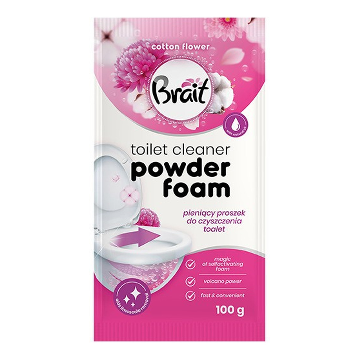 Dramers Brait wulkan pieniący proszek do czyszczenia toalet cotton flower 100g