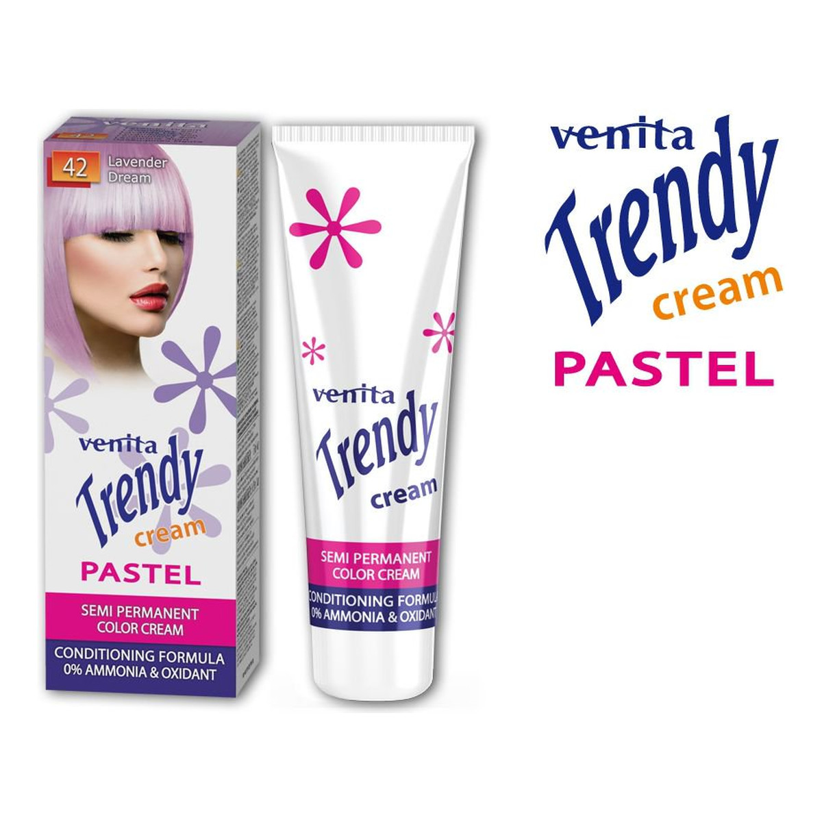 Venita Trendy Cream Pastel Krem do koloryzacji włosów Lawendowy Sen (42) 75ml
