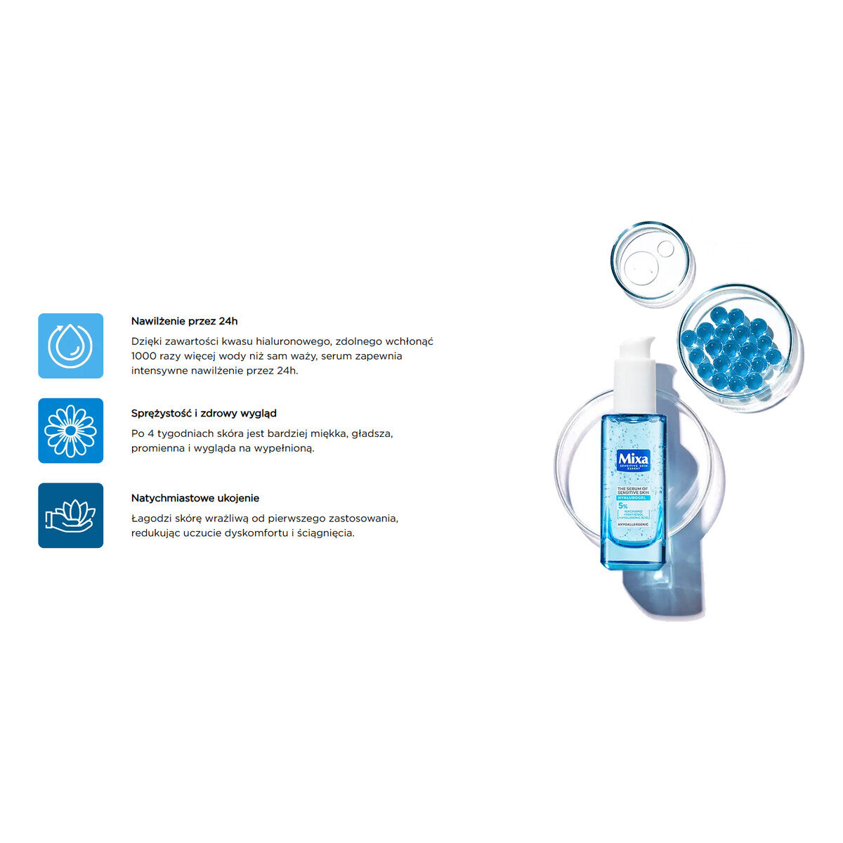 Mixa Hyalurogel Bogaty krem intensywnie nawilżający skóra wrażliwa odwodniona 50ml + Serum 30ml