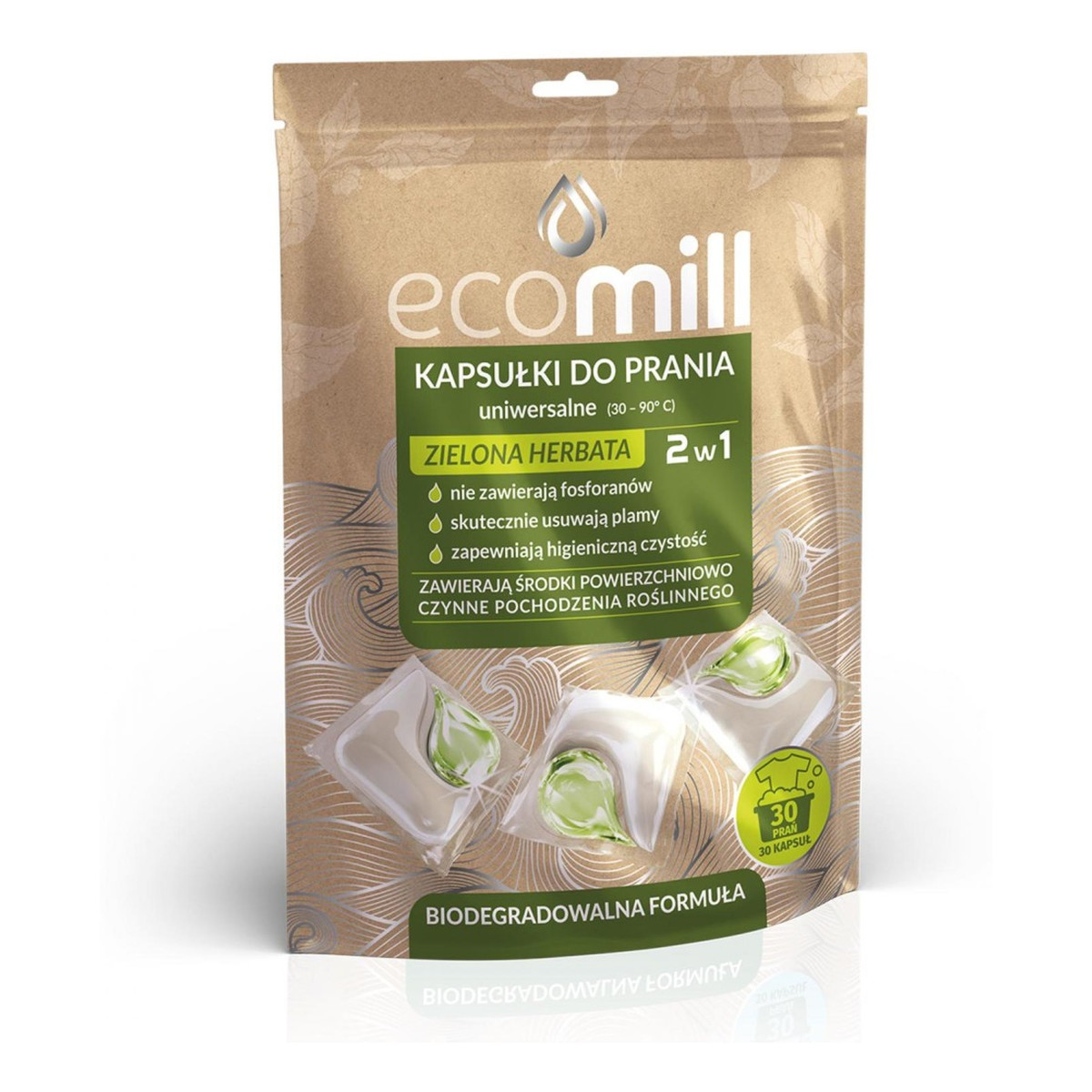 Mill ECOMILL Kapsułki do prania 2w1 uniwersalne ZIELONA HERBATA 30 szt