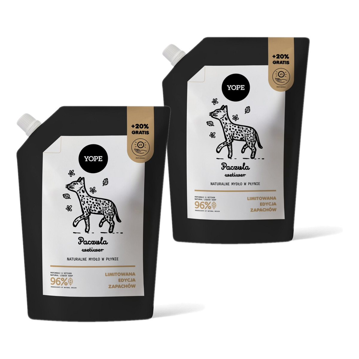 Yope Naturalne Mydło w płynie refill paczula wetiwer 2x600ml