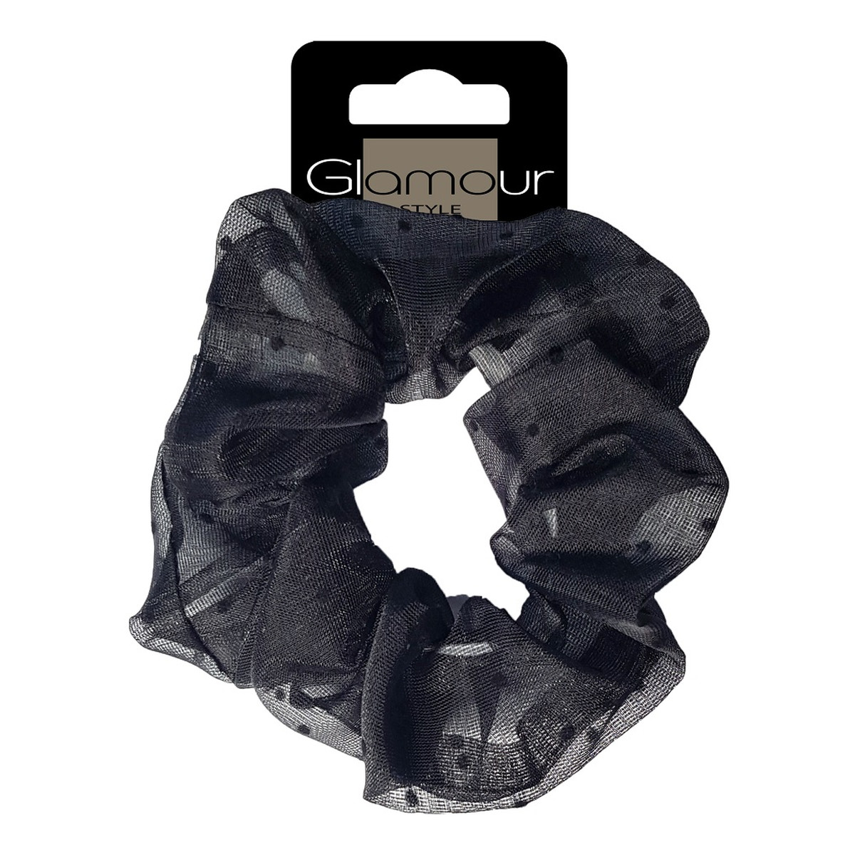 Glamour Zawijka scrunchie gumka tiulowa do włosów Czarna