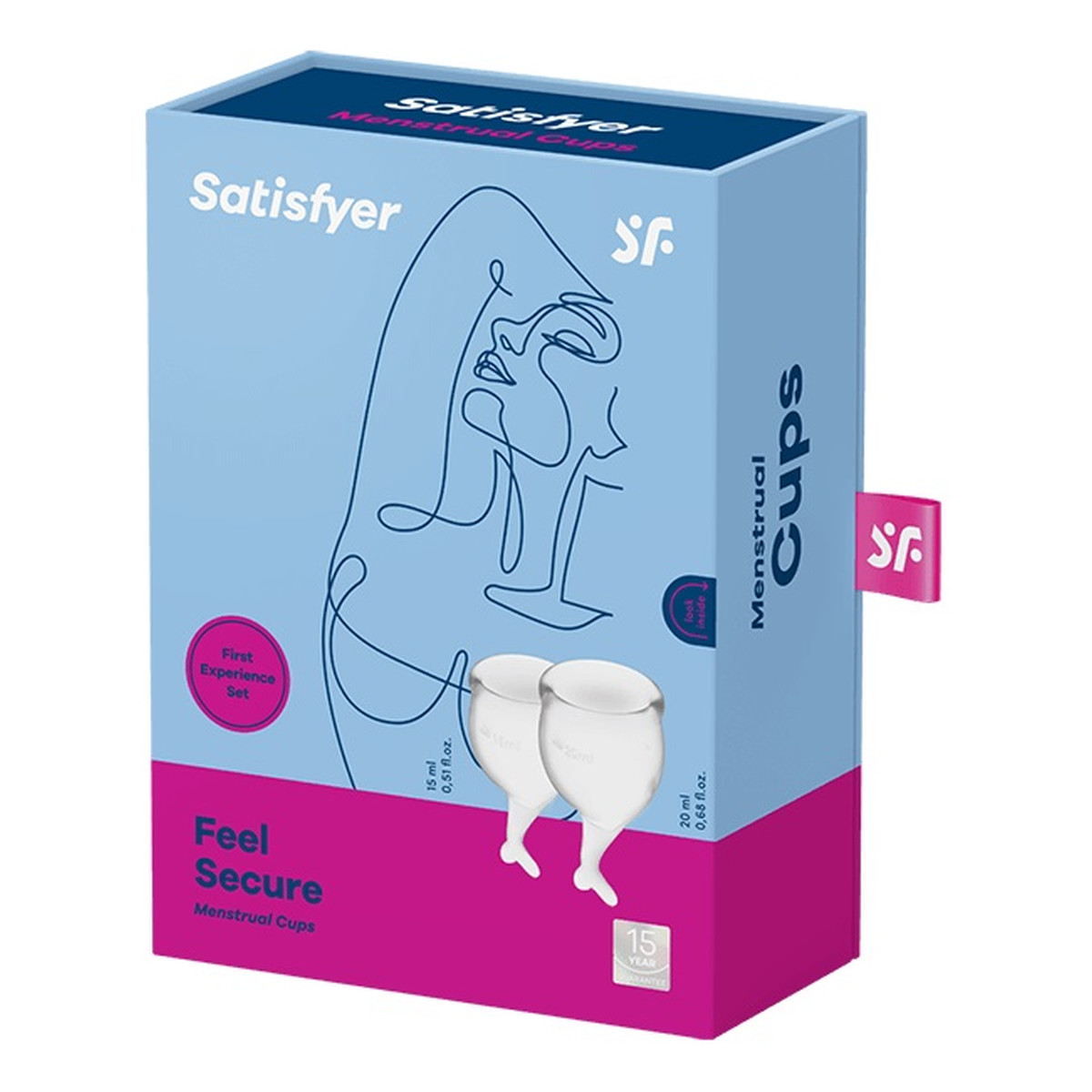 Satisfyer Feel Secure Menstrual Cup Zestaw kubeczków menstruacyjnych 15ml + 20ml transparent