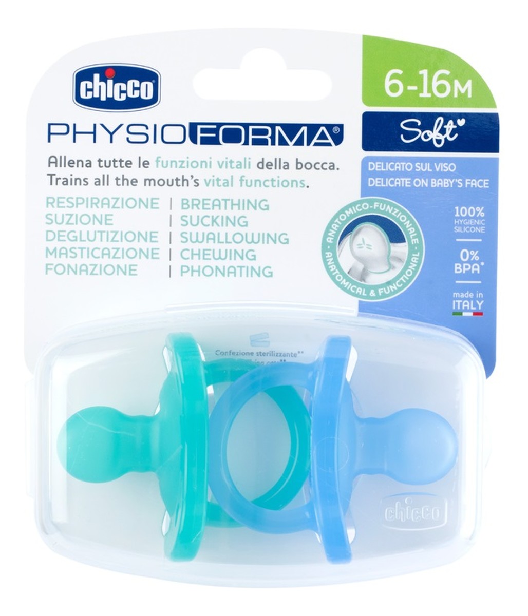 Physioforma soft smoczek silikonowy uspokajający 6-16m niebieski 2szt.