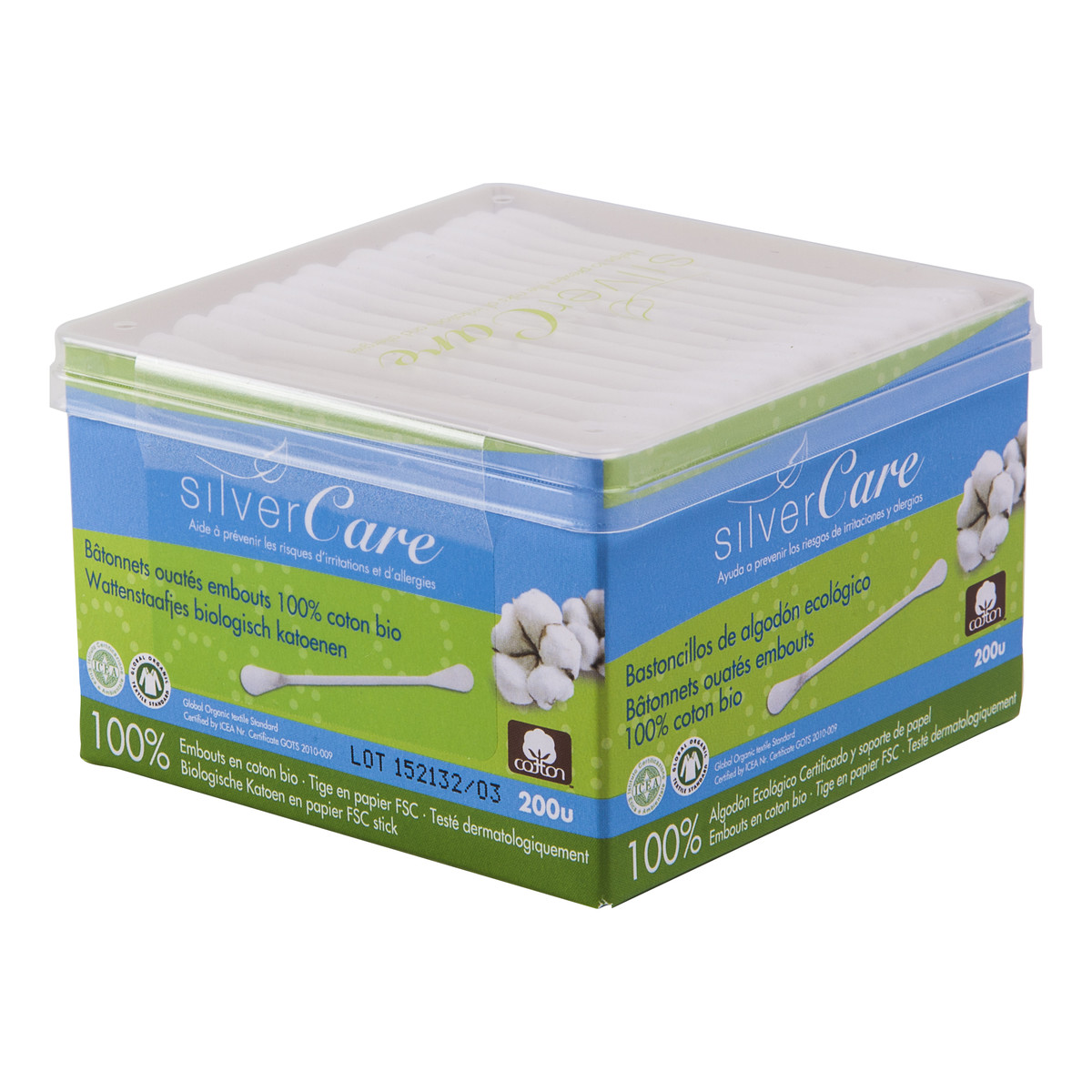 MASMI Silver Care Patyczki higieniczne do uszu z 100% organicznej bawełny 200szt