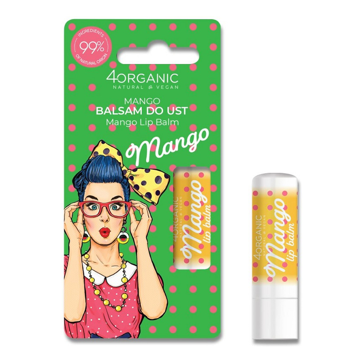 4organic Pin-up Girl naturalny Balsam do ust mango 5g