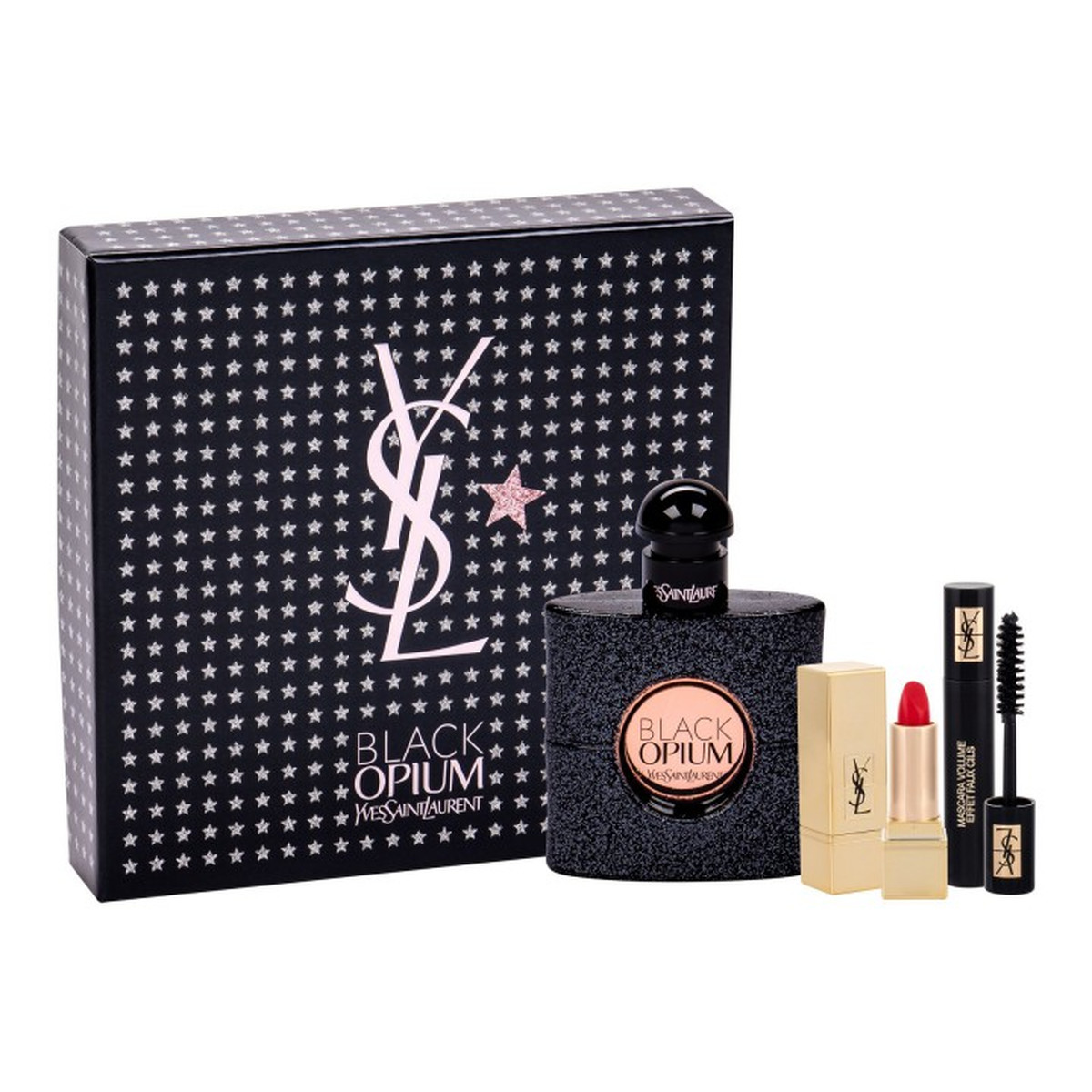 Yves Saint Laurent Black Opium Pour Femme zestaw (woda perfumowana 50ml + Volume Effect Faux Cils Mascara High Density Black 2ml + Rouge Pur Couture 1 1,4ml)