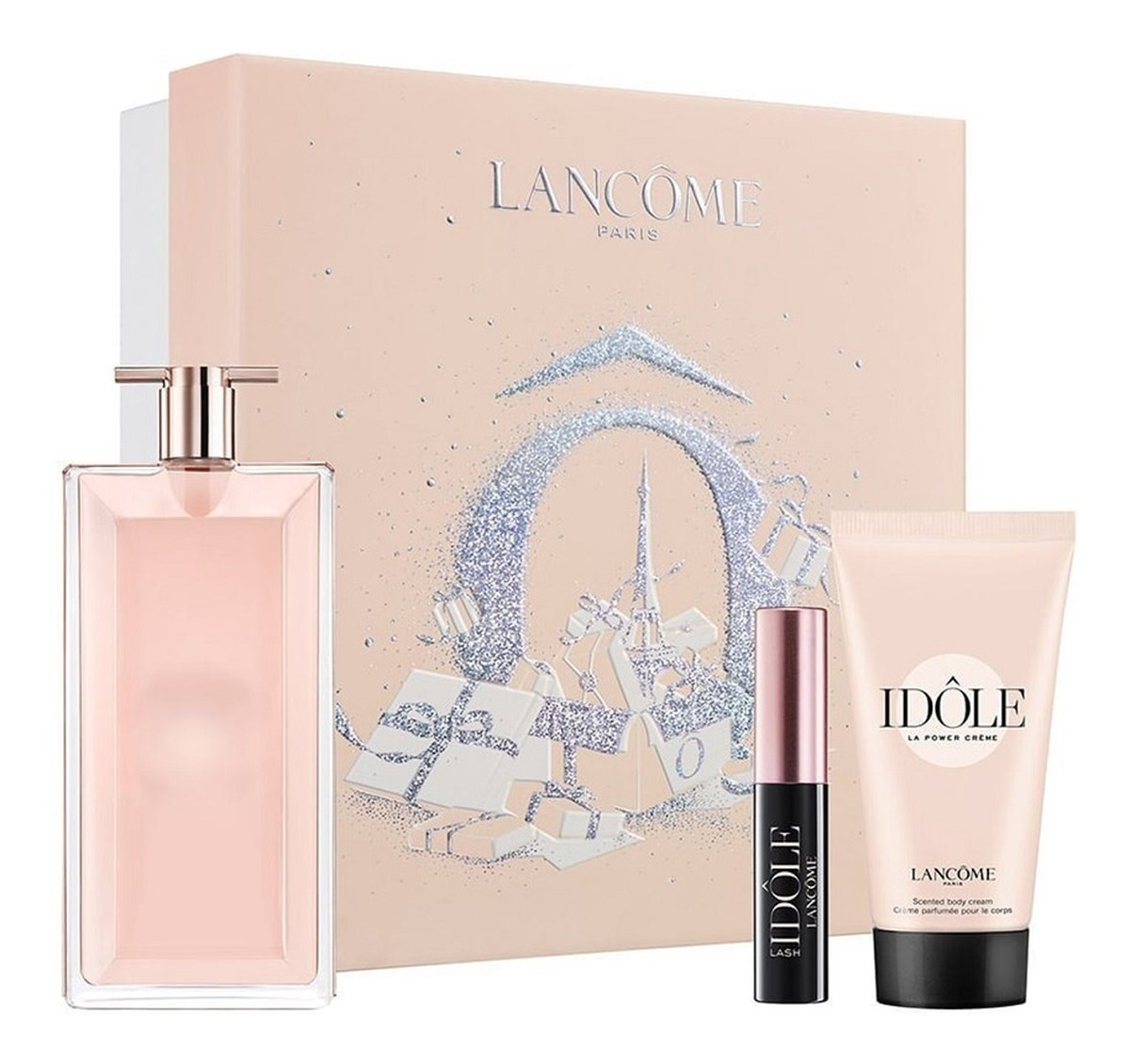 Zestaw woda perfumowana spray 50ml + balsam do ciała 50ml + lash idole lifting mascara tusz do rzęs 01 glossy black 2.5ml