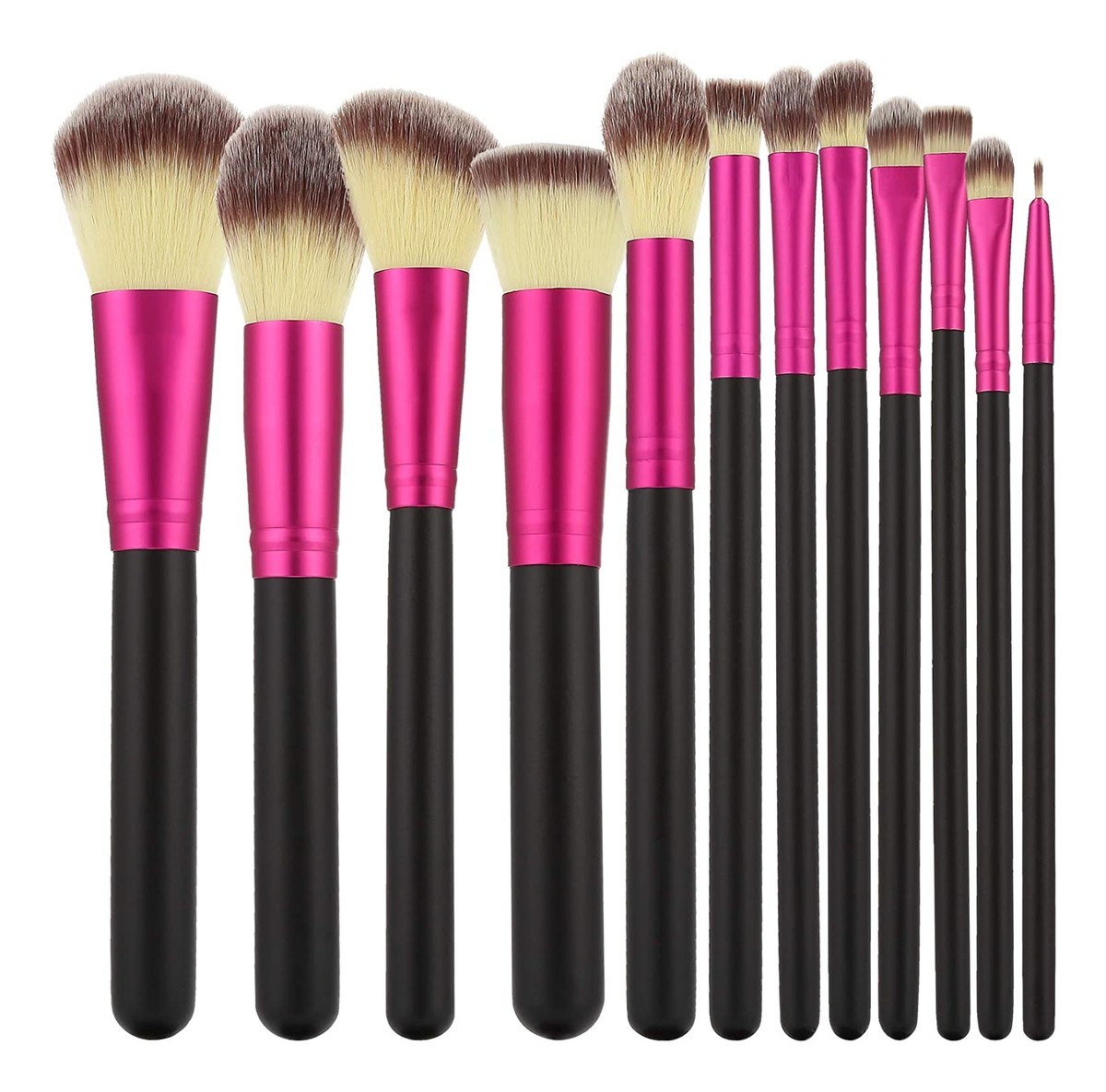 Zestaw Pędzli Do Makijażu Black&Pink 12 Pędzli