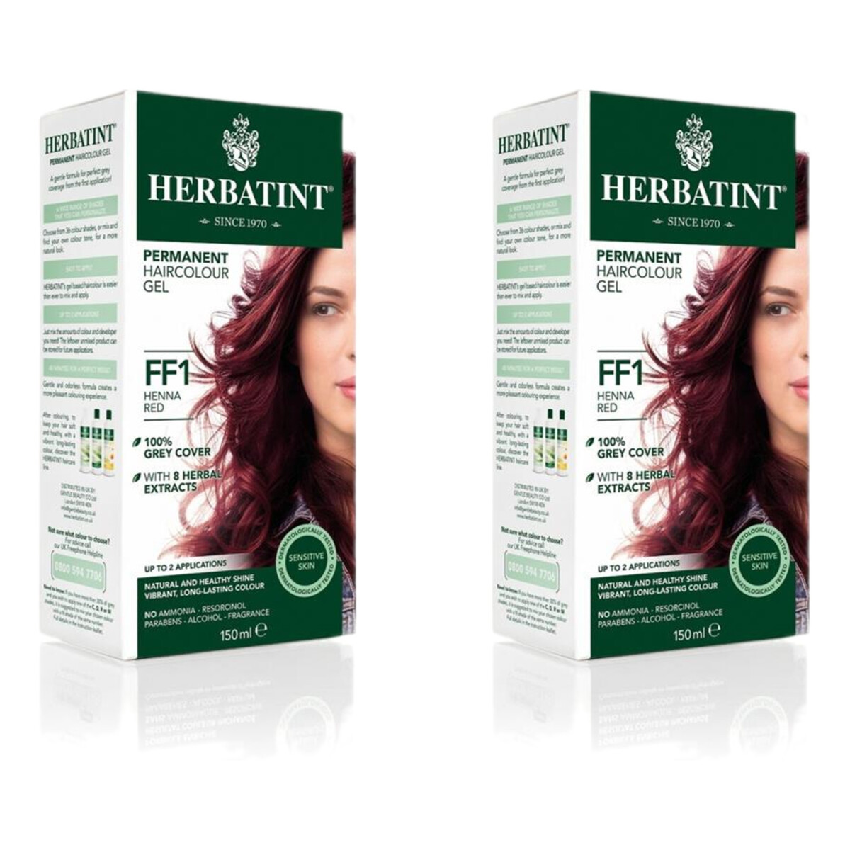 Herbatint Trwała Farba Do Włosów W Żelu Czerwień Henny (FF1) x2