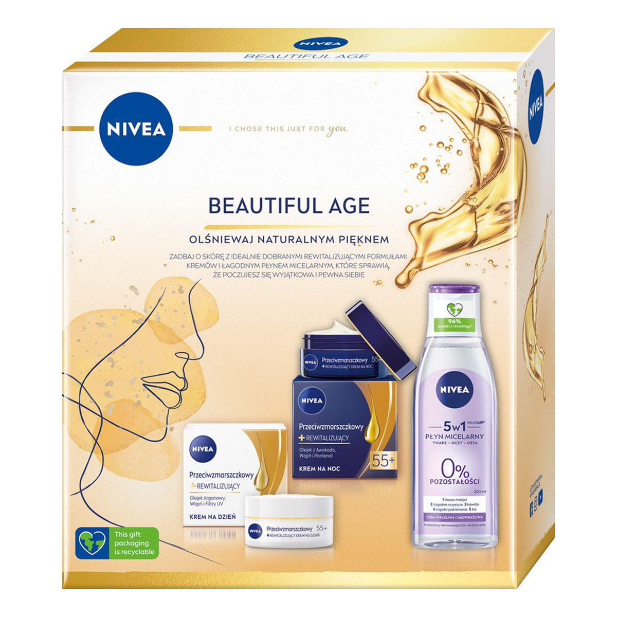 Nivea Beautiful Age Zestaw prezentowy krem na dzień + krem na noc + płyn micelarny