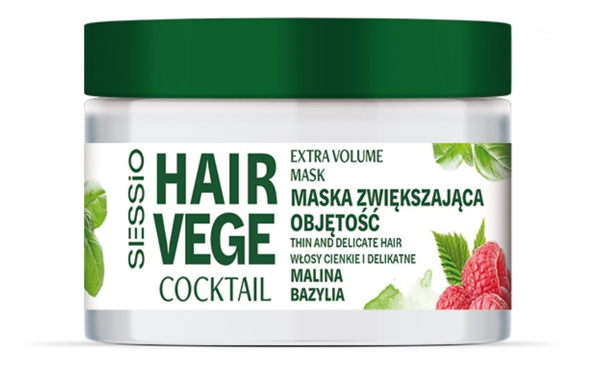 Sessio hair vege coctail maska zwiększająca objętość do włosów cienkich i delikatnych-malina i bazylia