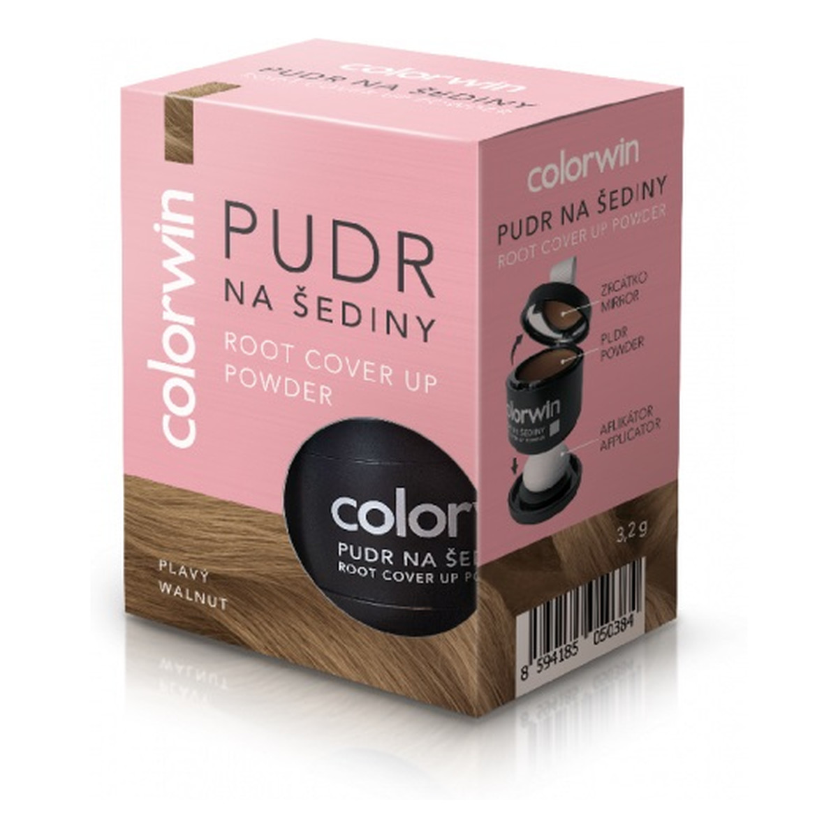 Colorwin Puder kryjący odrost i zwiększający objętość włosów Orzechowy 3.2g