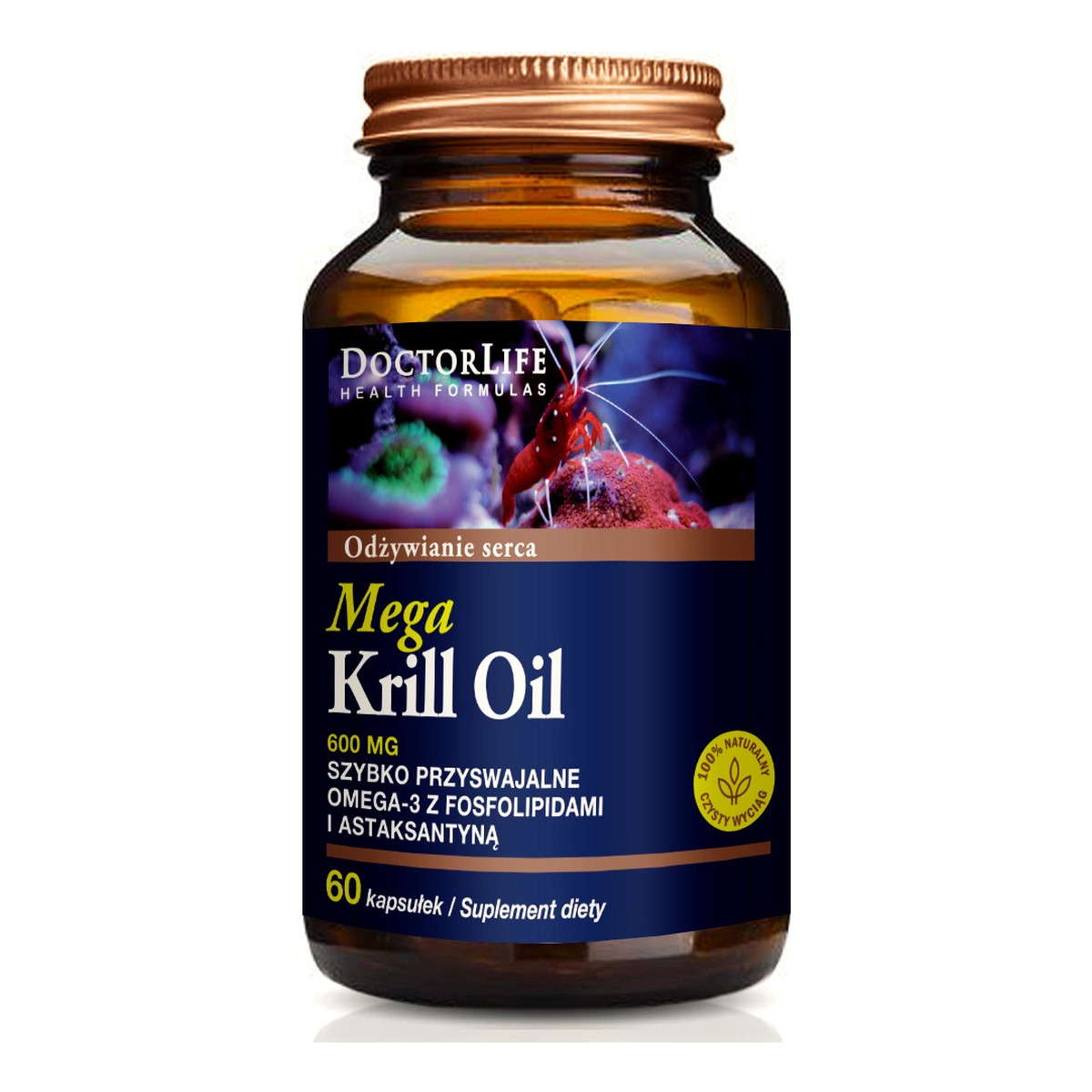 Doctor Life Mega krill oil omega 3 epa & dha olej z kryla 600mg suplement diety 60 kapsułek