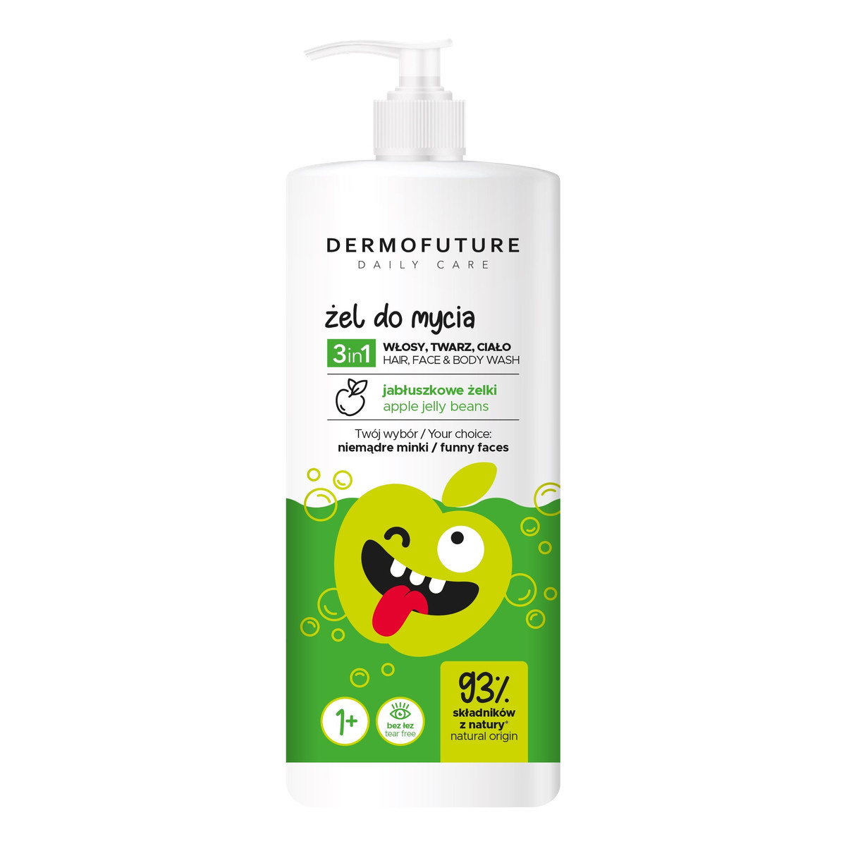 DermoFuture Daily Care Kids Żel 3in1 do mycia twarzy,ciała i włosów Jabłuszkowe Żelki 500ml