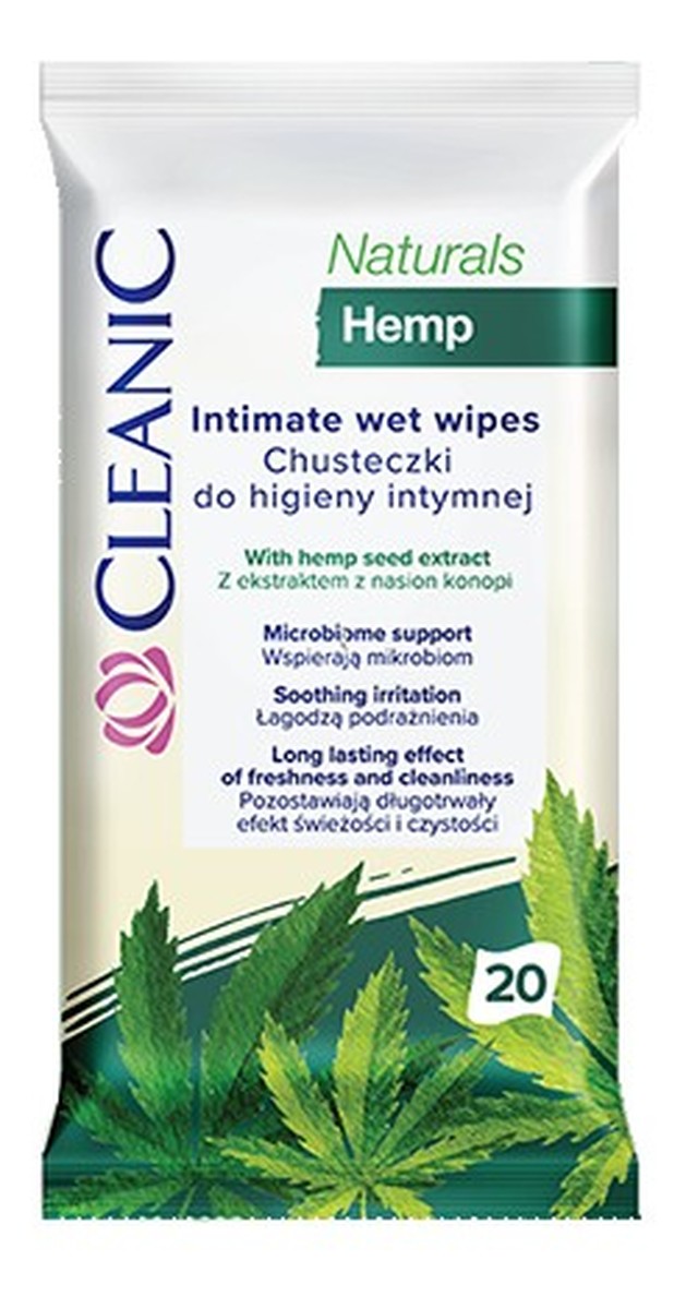 chusteczki do higieny intymnej naturals hemp 1op.-20szt