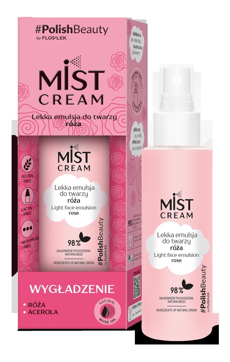 Mist Cream Lekka emulsja mgiełka do twarzy Róża - wygładzenie