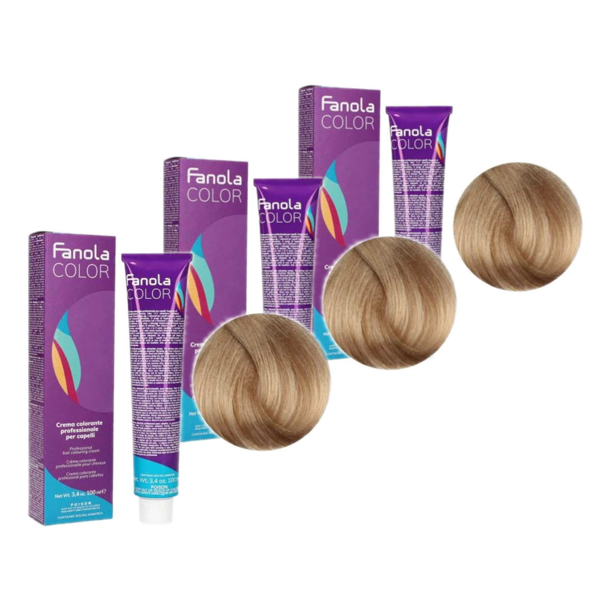 Fanola Color Krem koloryzujący Farba do włosów 10.14 Almond 3x100ml