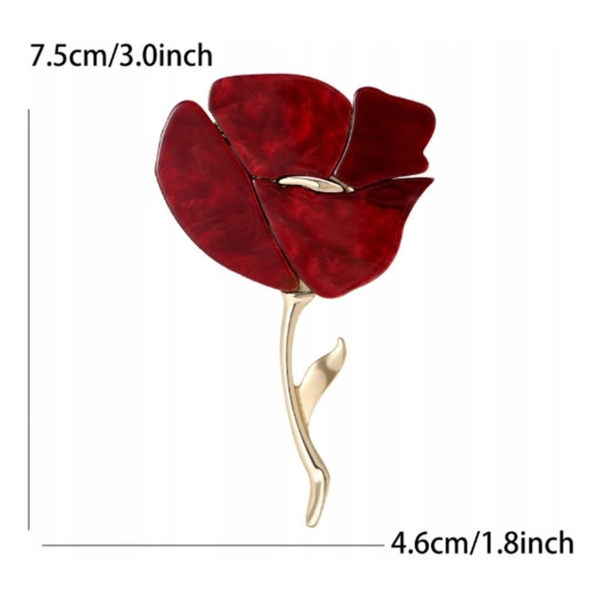 Ecarla Broszka ozdobna - bordowy mak, złoto BZ224