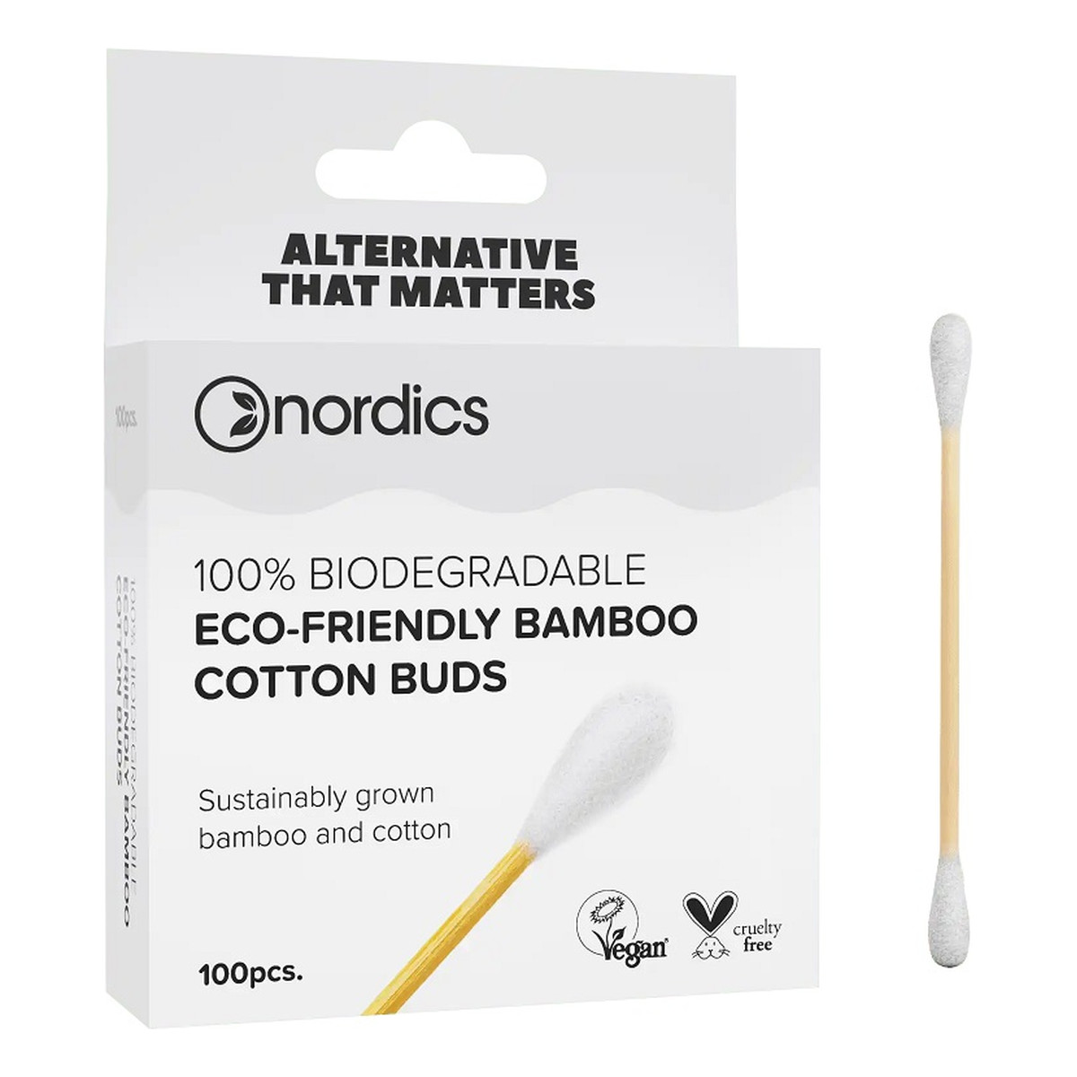 Nordics Bamboo Cotton Buds patyczki bambusowe Białe 100 szt