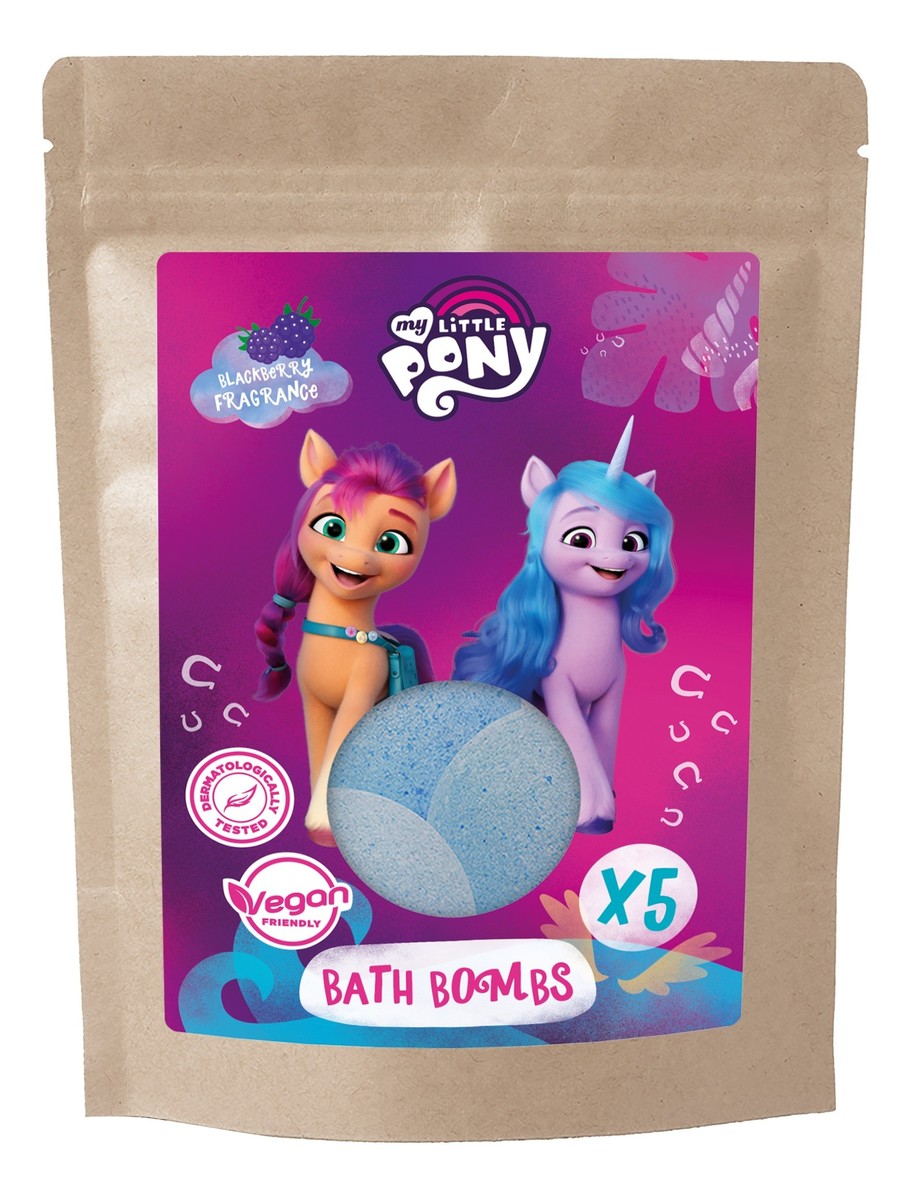 Kids my little pony kule koloryzujące do kąpieli jeżyna, malina 5 x 50g