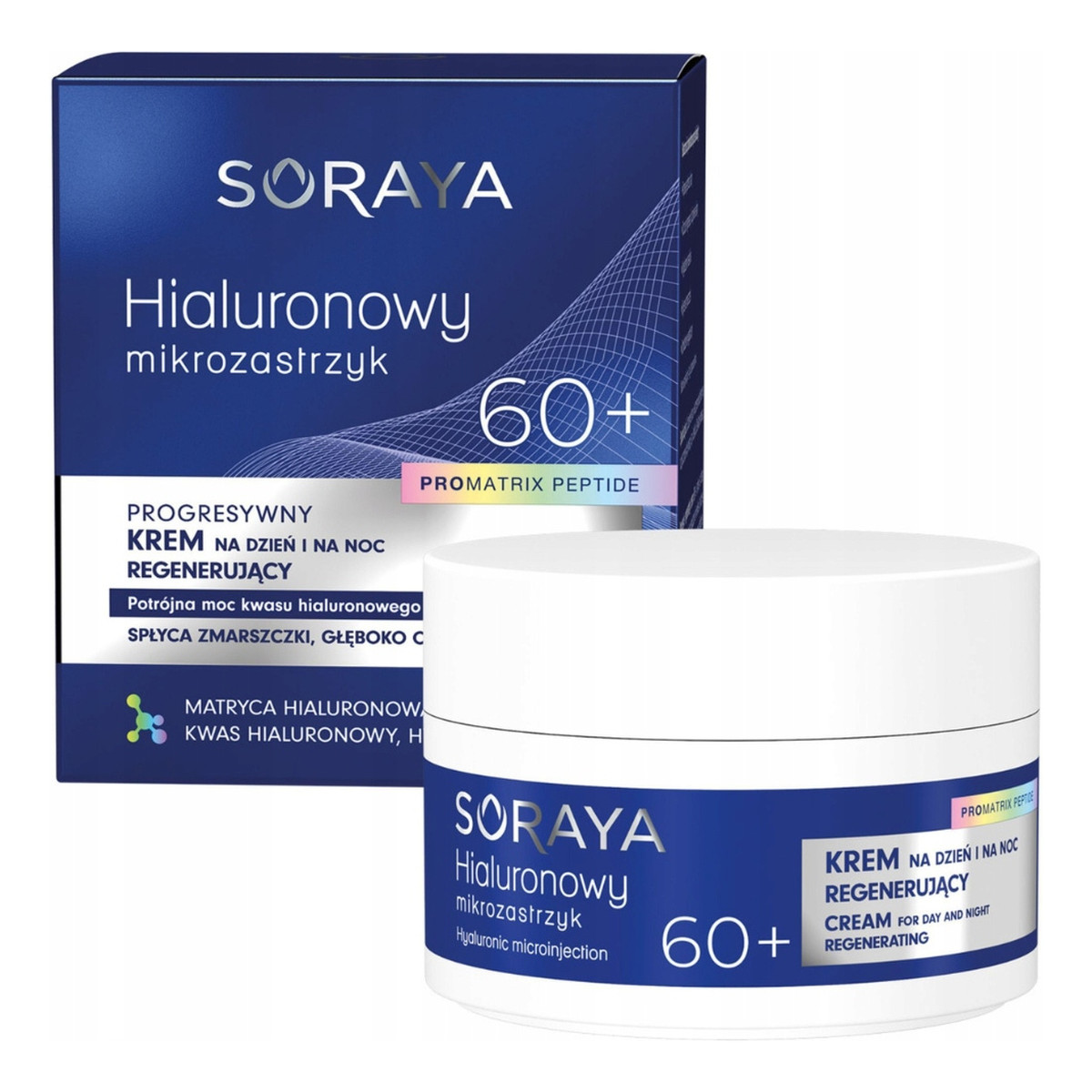 Soraya Hialuronowy Mikrozastrzyk Progresywny regenerujący krem do twarzy 60+ 50ml