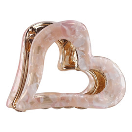 Spinka Do Włosów, Klamra Metalowa Serce Panterka Kremowa 6cm SP341K