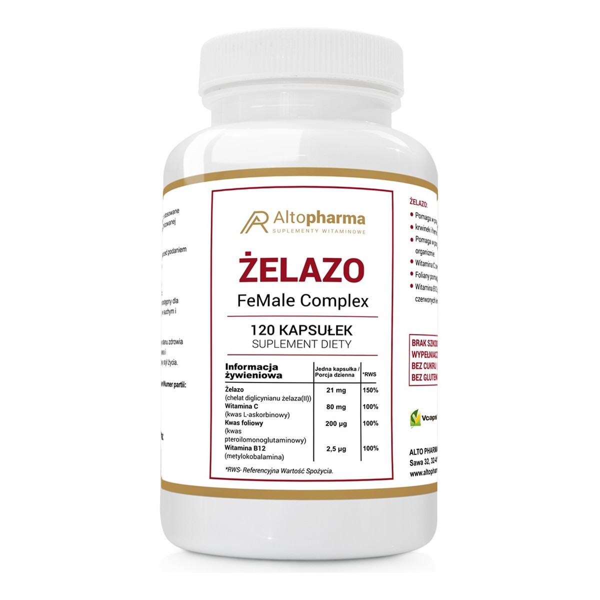 Altopharma Żelazo female complex suplement diety 120 kapsułek