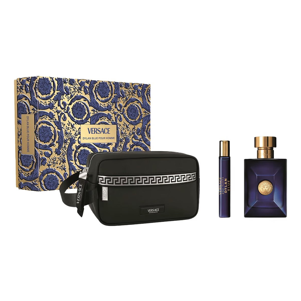 Versace Dylan Blue Pour Homme Zestaw woda toaletowa spray 100ml + woda toaletowa spray 10ml + kosmetyczka