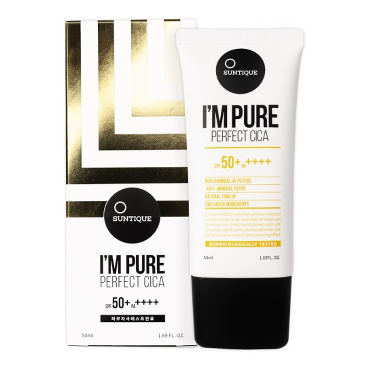 Suntique I'm Pure Perfect Cica SPF50+/PA++++ Krem przeciwsłoneczny do skóry wrażliwej 50ml