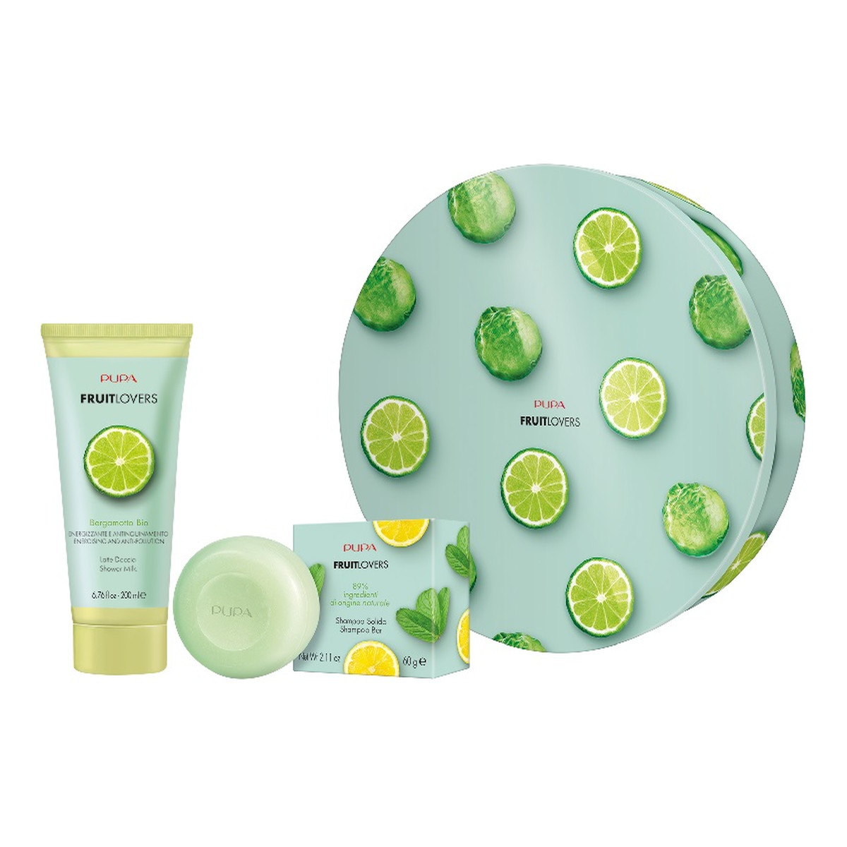 Pupa Milano Fruit Lovers Bergamot Zestaw żel pod prysznic 200ml + szampon w kostce 60g