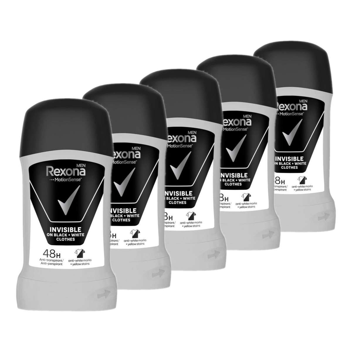 Rexona Invisible on black and white clothes Antyperspirant w sztyfcie dla mężczyzn 5x50ml