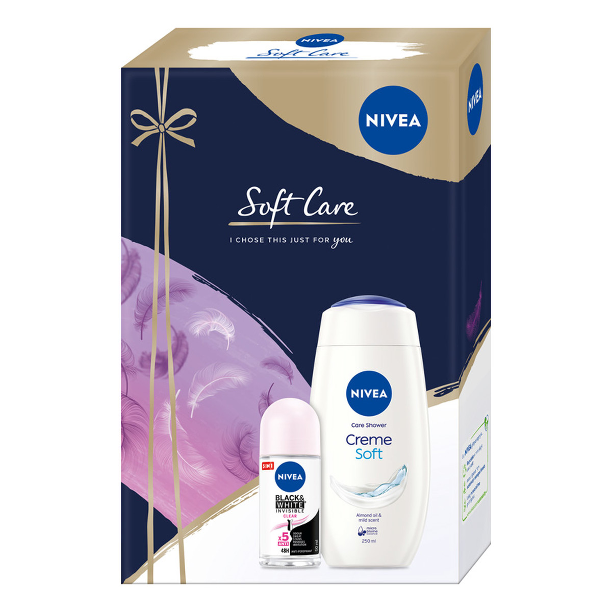 Nivea Soft Care Zestaw pielęgnujący żel pod prysznic 250ml + antyperspirant roll-on 50ml