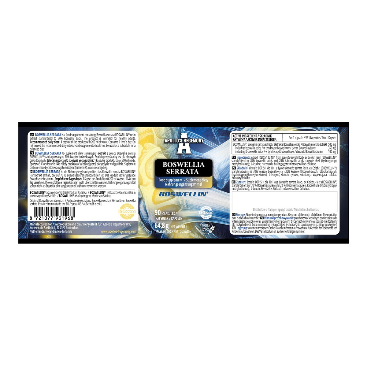 Apollo's Hegemony Boswellia Serrata suplement diety 90 Kapsułek