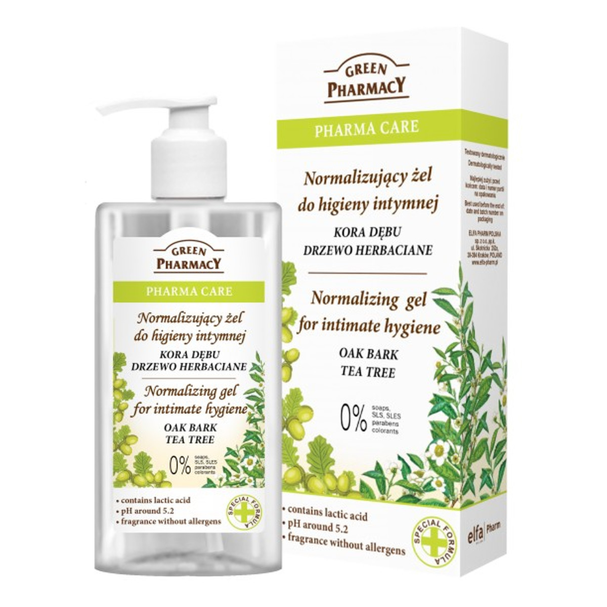Green Pharmacy Herbal Cosmetics Pharma Care Żel Do Higieny Intymnej Kora Dębu, Drzewo Herbaciane 300ml